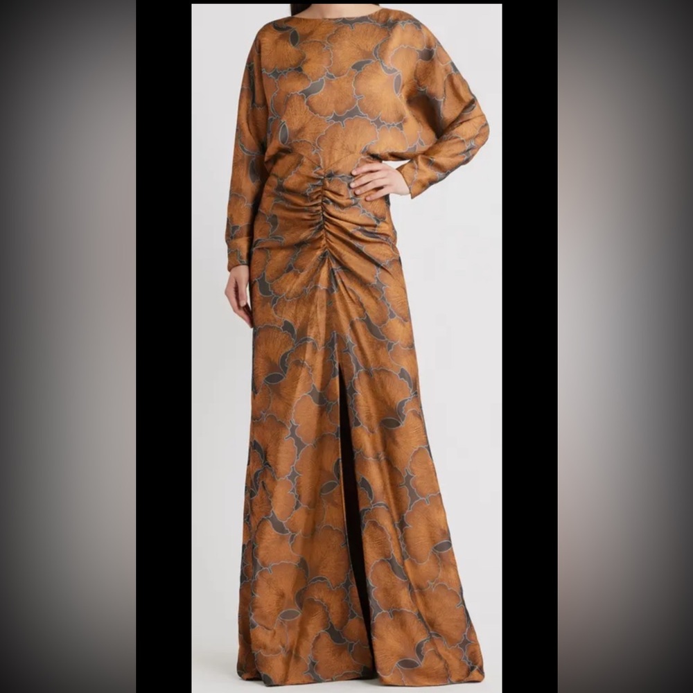 Amsale Jacquard Gown,lined,copper Multi, Sz 6, New, No Defects